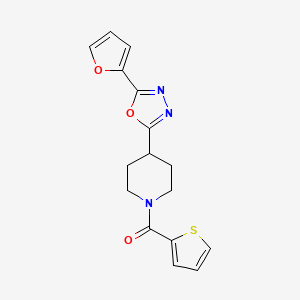 B2553084 (4-(5-(Furan-2-yl)-1,3,4-oxadiazol-2-yl)piperidin-1-yl)(thiophen-2-yl)methanone CAS No. 1170874-63-1