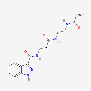 molecular formula C16H19N5O3 B2553093 N-[3-Oxo-3-[2-(prop-2-enoylamino)ethylamino]propyl]-1H-indazole-3-carboxamide CAS No. 2198735-82-7