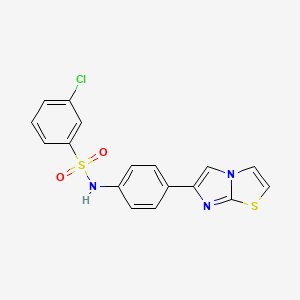 molecular formula C17H12ClN3O2S2 B2553094 3-chloro-N-(4-(imidazo[2,1-b]thiazol-6-yl)phenyl)benzenesulfonamide CAS No. 893983-81-8