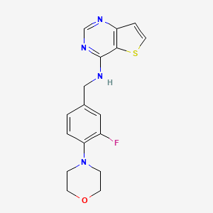 molecular formula C17H17FN4OS B2553095 N-[(3-氟-4-吗啉-4-基苯基)甲基]噻吩[3,2-d]嘧啶-4-胺 CAS No. 2411246-16-5
