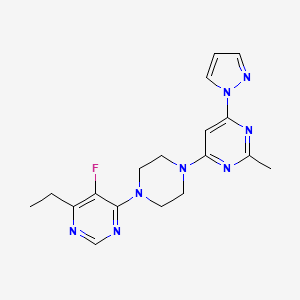 4-Ethyl-5-fluoro-6-[4-(2-methyl-6-pyrazol-1-ylpyrimidin-4-yl)piperazin-1-yl]pyrimidine