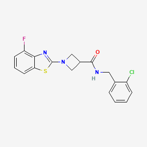molecular formula C18H15ClFN3OS B2553164 N-(2-氯苄基)-1-(4-氟苯并[d]噻唑-2-基)氮杂环丁-3-甲酰胺 CAS No. 1286699-87-3