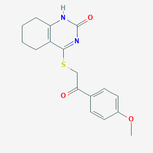 molecular formula C17H18N2O3S B2553165 4-[2-(4-甲氧苯基)-2-氧代乙基]硫代-5,6,7,8-四氢-1H-喹唑啉-2-酮 CAS No. 898450-46-9