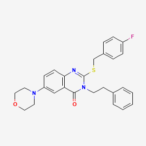 molecular formula C27H26FN3O2S B2553200 2-((4-fluorobenzyl)thio)-6-morpholino-3-phenethylquinazolin-4(3H)-one CAS No. 689759-11-3