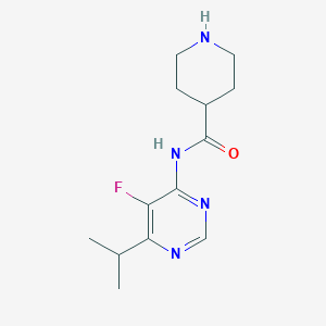 molecular formula C13H19FN4O B2553201 N-(5-Fluoro-6-propan-2-ylpyrimidin-4-yl)piperidine-4-carboxamide CAS No. 2415456-61-8