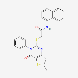 molecular formula C25H21N3O2S2 B2553204 2-[(6-甲基-4-氧代-3-苯基-6,7-二氢噻吩并[3,2-d]嘧啶-2-基)硫代]-N-萘-1-基乙酰胺 CAS No. 862825-33-0