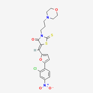 molecular formula C21H20ClN3O5S2 B2553210 (Z)-5-((5-(2-chloro-4-nitrophenyl)furan-2-yl)methylene)-3-(3-morpholinopropyl)-2-thioxothiazolidin-4-one CAS No. 875332-88-0