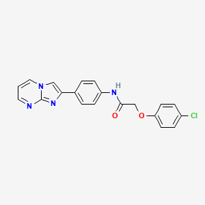 molecular formula C20H15ClN4O2 B2553215 2-(4-氯苯氧基)-N-(4-(咪唑并[1,2-a]嘧啶-2-基)苯基)乙酰胺 CAS No. 862811-38-9