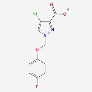 molecular formula C11H8ClFN2O3 B2553218 4-chloro-1-[(4-fluorophenoxy)methyl]-1H-pyrazole-3-carboxylic acid CAS No. 1004194-23-3
