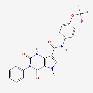 molecular formula C21H15F3N4O4 B2553244 5-methyl-2,4-dioxo-3-phenyl-N-(4-(trifluoromethoxy)phenyl)-2,3,4,5-tetrahydro-1H-pyrrolo[3,2-d]pyrimidine-7-carboxamide CAS No. 923216-96-0
