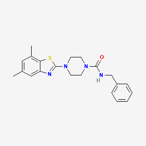 molecular formula C21H24N4OS B2553250 N-苄基-4-(5,7-二甲基苯并[d]噻唑-2-基)哌嗪-1-甲酰胺 CAS No. 1209735-37-4