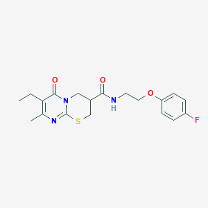 molecular formula C19H22FN3O3S B2553262 7-ethyl-N-(2-(4-fluorophenoxy)ethyl)-8-methyl-6-oxo-2,3,4,6-tetrahydropyrimido[2,1-b][1,3]thiazine-3-carboxamide CAS No. 1421495-26-2