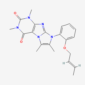 molecular formula C21H23N5O3 B2553263 6-[2-[(E)-but-2-enoxy]phenyl]-2,4,7,8-tetramethylpurino[7,8-a]imidazole-1,3-dione CAS No. 887671-72-9