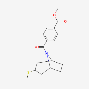 molecular formula C17H21NO3S B2553267 methyl 4-((1R,5S)-3-(methylthio)-8-azabicyclo[3.2.1]octane-8-carbonyl)benzoate CAS No. 1705229-67-9
