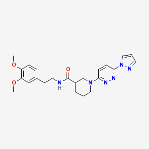 molecular formula C23H28N6O3 B2553269 1-(6-(1H-pyrazol-1-yl)pyridazin-3-yl)-N-(3,4-dimethoxyphenethyl)piperidine-3-carboxamide CAS No. 1286714-70-2