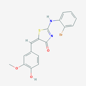 (5E)-2-(2-bromoanilino)-5-[(4-hydroxy-3-methoxyphenyl)methylidene]-1,3-thiazol-4-one