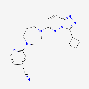 molecular formula C20H22N8 B2553275 2-[4-(3-Cyclobutyl-[1,2,4]triazolo[4,3-b]pyridazin-6-yl)-1,4-diazepan-1-yl]pyridine-4-carbonitrile CAS No. 2379977-41-8