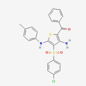 molecular formula C24H19ClN2O3S2 B2553283 (3-氨基-4-((4-氯苯基)磺酰基)-5-(对甲苯氨基)噻吩-2-基)(苯基)甲苯酮 CAS No. 890821-07-5