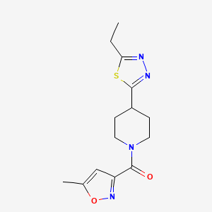 molecular formula C14H18N4O2S B2553285 (4-(5-乙基-1,3,4-噻二唑-2-基)哌啶-1-基)(5-甲基异恶唑-3-基)甲酮 CAS No. 1172937-06-2