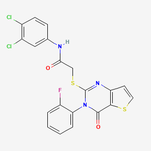 molecular formula C20H12Cl2FN3O2S2 B2553305 N-(3,4-dichlorophenyl)-2-{[3-(2-fluorophenyl)-4-oxo-3,4-dihydrothieno[3,2-d]pyrimidin-2-yl]sulfanyl}acetamide CAS No. 1260921-31-0