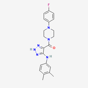 molecular formula C21H23FN6O B2553310 (5-((3,4-dimethylphenyl)amino)-1H-1,2,3-triazol-4-yl)(4-(4-fluorophenyl)piperazin-1-yl)methanone CAS No. 1291858-66-6