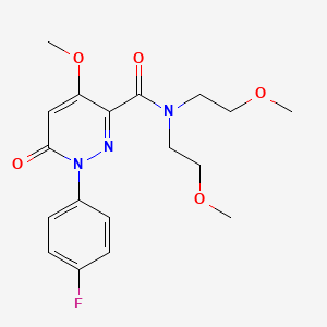 molecular formula C18H22FN3O5 B2553321 1-(4-氟苯基)-4-甲氧基-N,N-双(2-甲氧基乙基)-6-氧代吡哒嗪-3-甲酰胺 CAS No. 921792-30-5