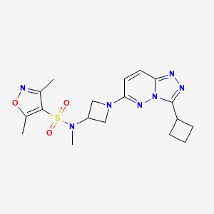 molecular formula C18H23N7O3S B2553322 N-(1-{3-cyclobutyl-[1,2,4]triazolo[4,3-b]pyridazin-6-yl}azetidin-3-yl)-N,3,5-trimethyl-1,2-oxazole-4-sulfonamide CAS No. 2198581-89-2