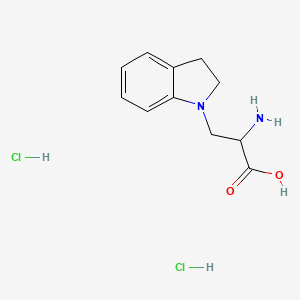 molecular formula C11H16Cl2N2O2 B2553331 2-Amino-3-(2,3-dihydroindol-1-yl)propanoic acid;dihydrochloride CAS No. 2413868-53-6