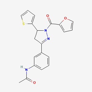 molecular formula C20H17N3O3S B2553334 N-(3-(1-(furan-2-carbonyl)-5-(thiophen-2-yl)-4,5-dihydro-1H-pyrazol-3-yl)phenyl)acetamide CAS No. 927145-24-2