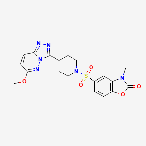 molecular formula C19H20N6O5S B2553346 5-[4-(6-Methoxy-[1,2,4]triazolo[4,3-b]pyridazin-3-yl)piperidin-1-yl]sulfonyl-3-methyl-1,3-benzoxazol-2-one CAS No. 2415556-29-3