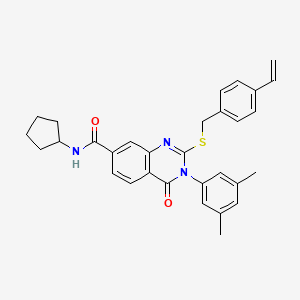 molecular formula C31H31N3O2S B2553348 环戊基-3-(3,5-二甲苯基)-4-氧代-2-((4-乙烯基苄基)硫代)-3,4-二氢喹唑啉-7-甲酰胺 CAS No. 1115396-89-8