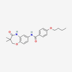molecular formula C22H26N2O4 B2553349 4-butoxy-N-(3,3-dimethyl-4-oxo-2,3,4,5-tetrahydrobenzo[b][1,4]oxazepin-7-yl)benzamide CAS No. 921842-30-0