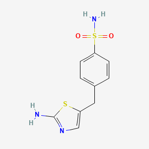 molecular formula C10H11N3O2S2 B2553352 4-[(2-Amino-1,3-thiazol-5-yl)methyl]benzene-1-sulfonamide CAS No. 885461-57-4