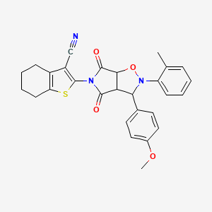 B2553359 2-(3-(4-methoxyphenyl)-4,6-dioxo-2-(o-tolyl)tetrahydro-2H-pyrrolo[3,4-d]isoxazol-5(3H)-yl)-4,5,6,7-tetrahydrobenzo[b]thiophene-3-carbonitrile CAS No. 1005273-03-9