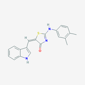 molecular formula C20H17N3OS B255338 (5E)-2-(3,4-dimethylanilino)-5-(1H-indol-3-ylmethylidene)-1,3-thiazol-4-one 