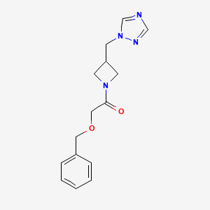 molecular formula C15H18N4O2 B2553380 1-(3-((1H-1,2,4-三唑-1-基)甲基)氮杂环丁-1-基)-2-(苯甲氧基)乙酮 CAS No. 2320896-73-7