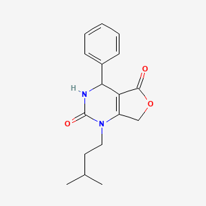 molecular formula C17H20N2O3 B2553388 1-(3-methylbutyl)-4-phenyl-4,7-dihydrofuro[3,4-d]pyrimidine-2,5(1H,3H)-dione CAS No. 2119223-91-3