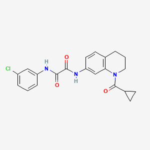 molecular formula C21H20ClN3O3 B2553391 N-(3-chlorophenyl)-N'-[1-(cyclopropanecarbonyl)-3,4-dihydro-2H-quinolin-7-yl]oxamide CAS No. 898413-47-3