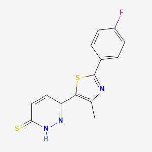 molecular formula C14H10FN3S2 B2553395 6-(2-(4-Fluorophenyl)-4-methylthiazol-5-yl)pyridazine-3-thiol CAS No. 1286697-00-4