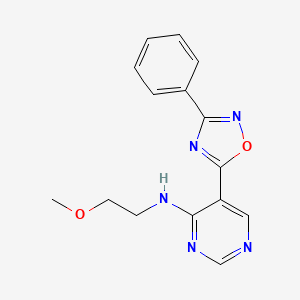 N-(2-methoxyethyl)-5-(3-phenyl-1,2,4-oxadiazol-5-yl)pyrimidin-4-amine
