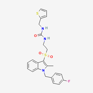 molecular formula C24H24FN3O3S2 B2553401 1-(2-((1-(4-fluorobenzyl)-2-methyl-1H-indol-3-yl)sulfonyl)ethyl)-3-(thiophen-2-ylmethyl)urea CAS No. 946299-72-5