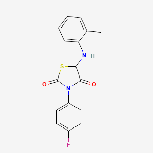 molecular formula C16H13FN2O2S B2553413 3-(4-氟苯基)-5-[(2-甲基苯基)氨基]-1,3-噻唑烷-2,4-二酮 CAS No. 1025499-75-5