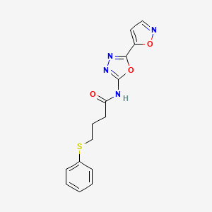 molecular formula C15H14N4O3S B2553420 N-(5-(isoxazol-5-yl)-1,3,4-oxadiazol-2-yl)-4-(phenylthio)butanamide CAS No. 952848-17-8