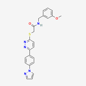 molecular formula C23H21N5O2S B2553423 2-((6-(4-(1H-pyrazol-1-yl)phenyl)pyridazin-3-yl)thio)-N-(3-methoxybenzyl)acetamide CAS No. 1019097-16-5