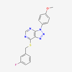 molecular formula C18H14FN5OS B2553428 7-((3-fluorobenzyl)thio)-3-(4-methoxyphenyl)-3H-[1,2,3]triazolo[4,5-d]pyrimidine CAS No. 863500-73-6