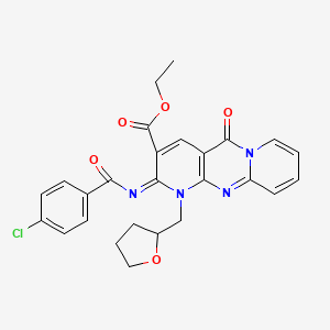 ethyl (2Z)-2-[(4-chlorobenzoyl)imino]-5-oxo-1-(tetrahydrofuran-2-ylmethyl)-1,5-dihydro-2H-dipyrido[1,2-a:2',3'-d]pyrimidine-3-carboxylate