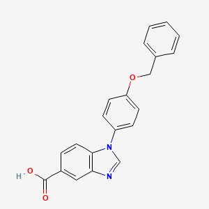 molecular formula C21H16N2O3 B2553444 1-[4-(benzyloxy)phenyl]-1H-benzimidazole-5-carboxylic acid CAS No. 452088-83-4