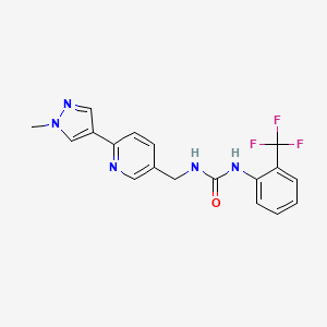 molecular formula C18H16F3N5O B2553448 1-((6-(1-methyl-1H-pyrazol-4-yl)pyridin-3-yl)methyl)-3-(2-(trifluoromethyl)phenyl)urea CAS No. 2034462-28-5