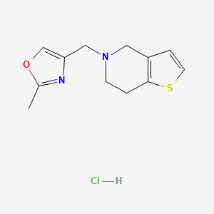 molecular formula C12H15ClN2OS B2553450 4-((6,7-二氢噻吩并[3,2-c]吡啶-5(4H)-基)甲基)-2-甲基恶唑盐酸盐 CAS No. 2097925-84-1