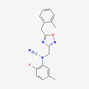 N-cyano-2-fluoro-5-methyl-N-({5-[(2-methylphenyl)methyl]-1,2,4-oxadiazol-3-yl}methyl)aniline